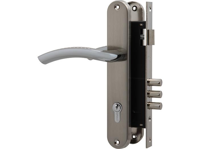 Замок цилиндровый с в комплекте с ручкой LOCKSET.9013 (SET F9011) SN/CP мат.никель