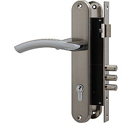 Замок цилиндровый с в комплекте с ручкой LOCKSET.9013 (SET F9011) SN/CP мат.никель