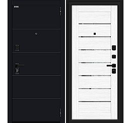 Дверь входная металлическая «Прайд» Total Black/Snow Melinga