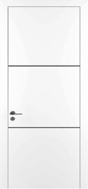 Дверь межкомнатная "К11 Alu" Белый матовый глухая, кромка - чёрная матовая