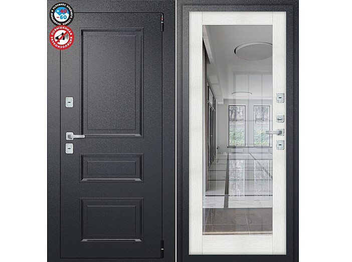 ДС Porta T4 403/П15 Bianco Veralinga R/Букле Черный 205*98 Правая