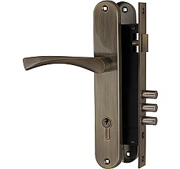 Замок цилиндровый с в комплекте с ручкой LOCKSET.9011 (SET F9011) AB бронза